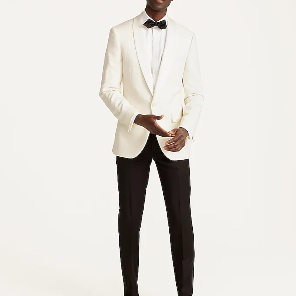 Cream / White Slim Fit Dinner Jacket